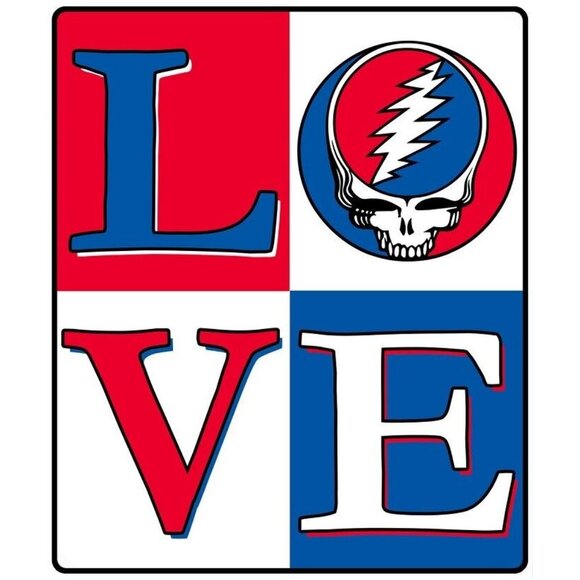 New Love Squares Grateful Dead Plush Throw Gift Blanket Fleece Steal Your Face - Picture 1 of 2
